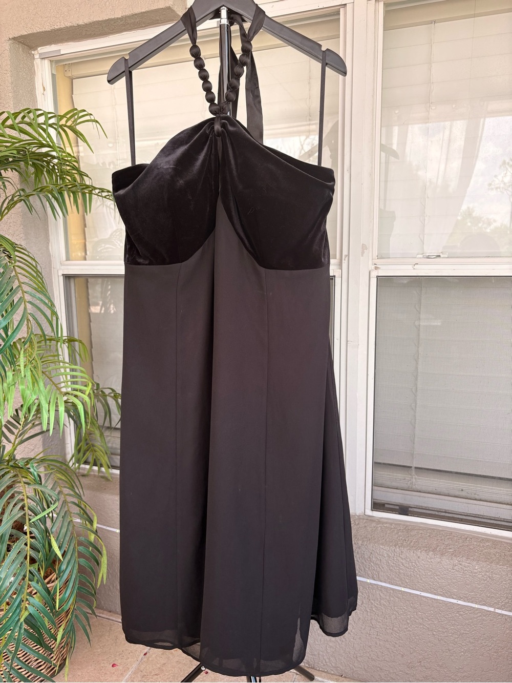 Signature by Robbie Bee Black Strapless Velvet Bodice A-Line Dress